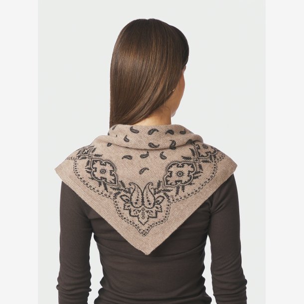 Adelina Paisley Knit Scarf - Beige Melange