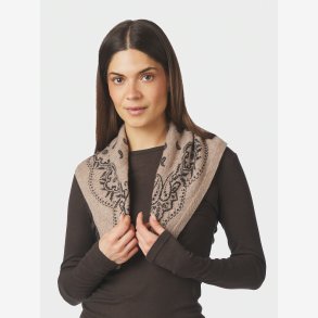 Adelina Paisley Knit Scarf - Beige Melange