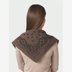 Adelina Paisley Knit Scarf - Brown Melange