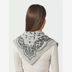 Adelina Paisley Knit Scarf - Grey Melange