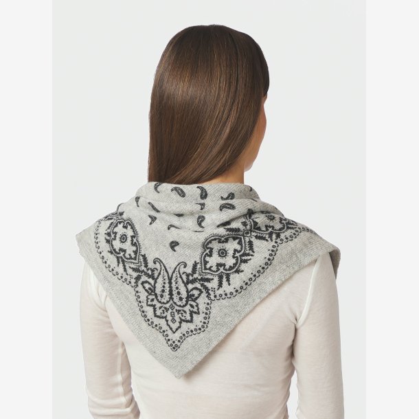 Adelina Paisley Knit Scarf - Grey Melange
