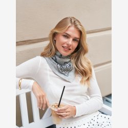 Adelina Paisley Knit Scarf - Grey Melange