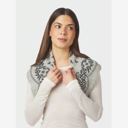 Adelina Paisley Knit Scarf - Grey Melange