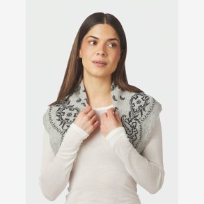 Adelina Paisley Knit Scarf - Grey Melange