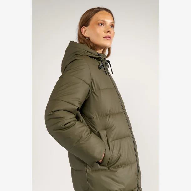 Nuarven Long Puffer Jacket - Forest night