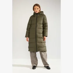Nuarven Long Puffer Jacket - Forest night