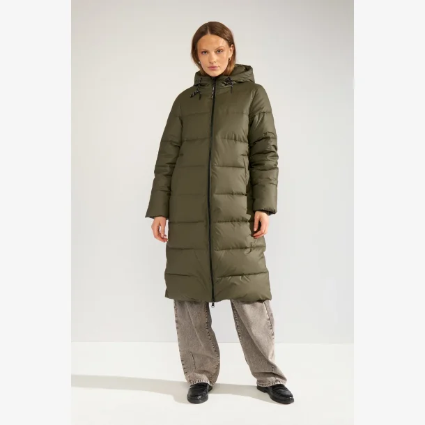 Nuarven Long Puffer Jacket - Forest night
