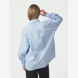 Rocelle Scarf Fine Stripe Shirt - Light Blue