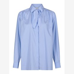 Rocelle Scarf Fine Stripe Shirt - Light Blue