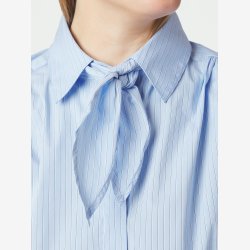 Rocelle Scarf Fine Stripe Shirt - Light Blue