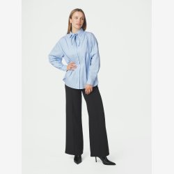 Rocelle Scarf Fine Stripe Shirt - Light Blue