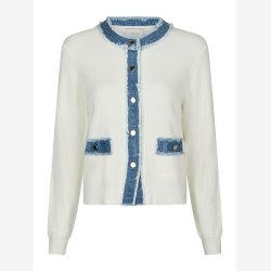 Zelma Knit Denim Cardigan - Off White