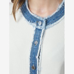 Zelma Knit Denim Cardigan - Off White