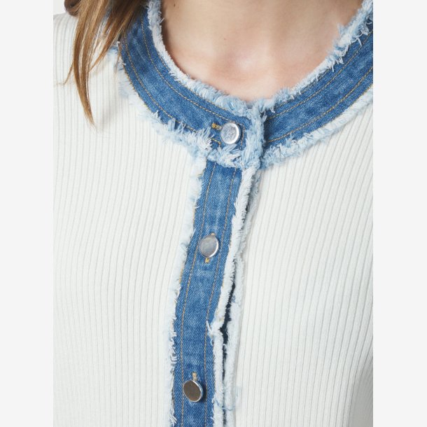 Zelma Knit Denim Cardigan - Off White