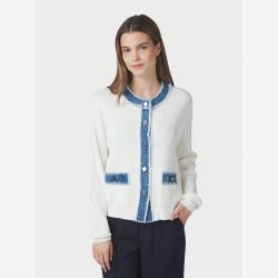 Zelma Knit Denim Cardigan - Off White